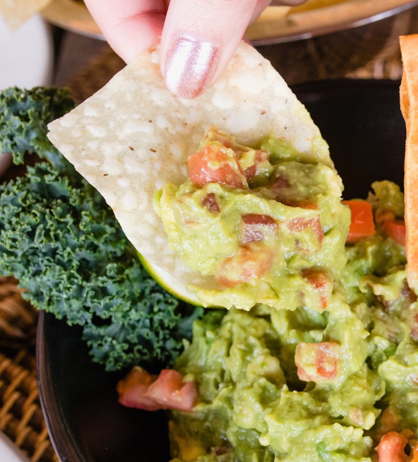 Guacamole on tortilla chip