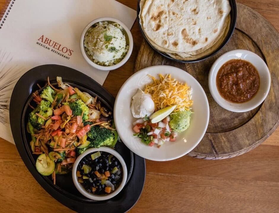 Overhead shot of Abuelo's Vegetable Fajitas